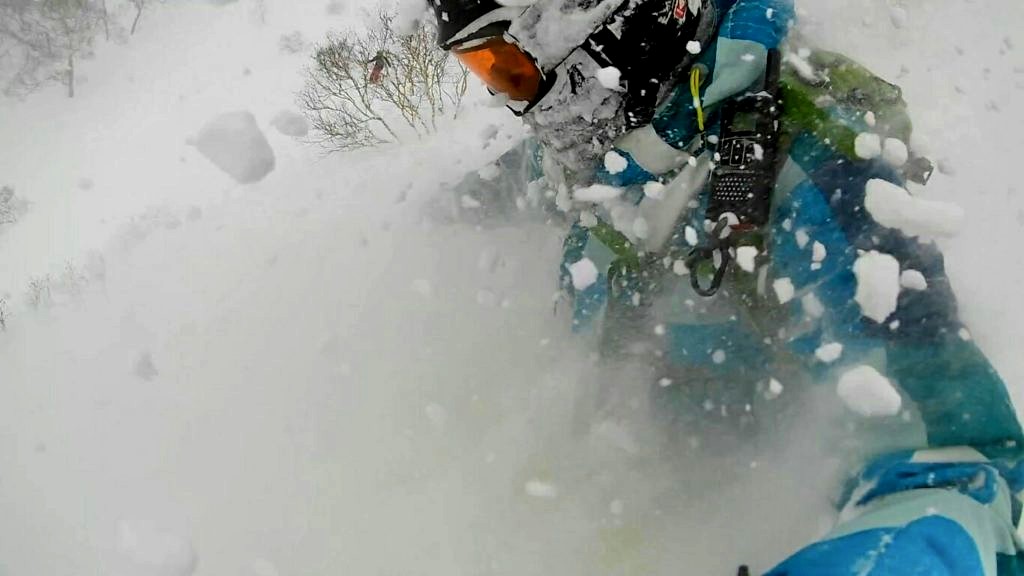 Powder off-piste snowboarding in Japan